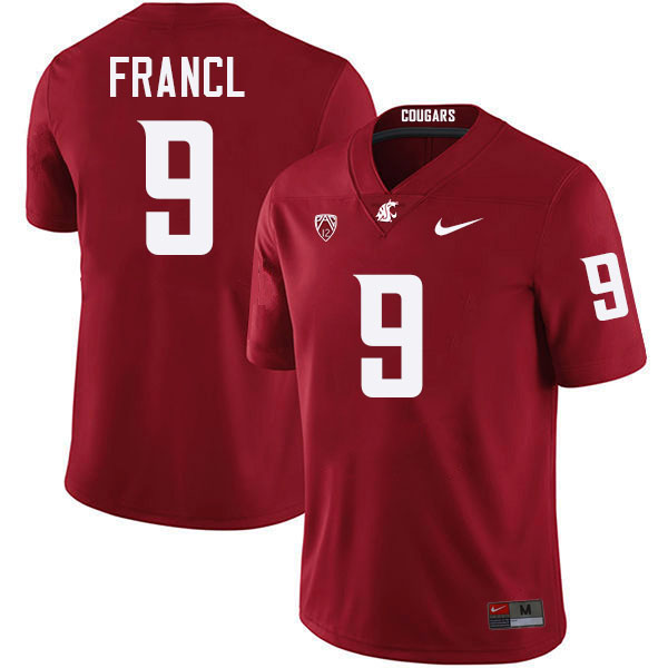 Caleb Francl WSU Cougars Jersey.Washington State Cougars #9 Caleb Francl Jersey Youth-Crimson